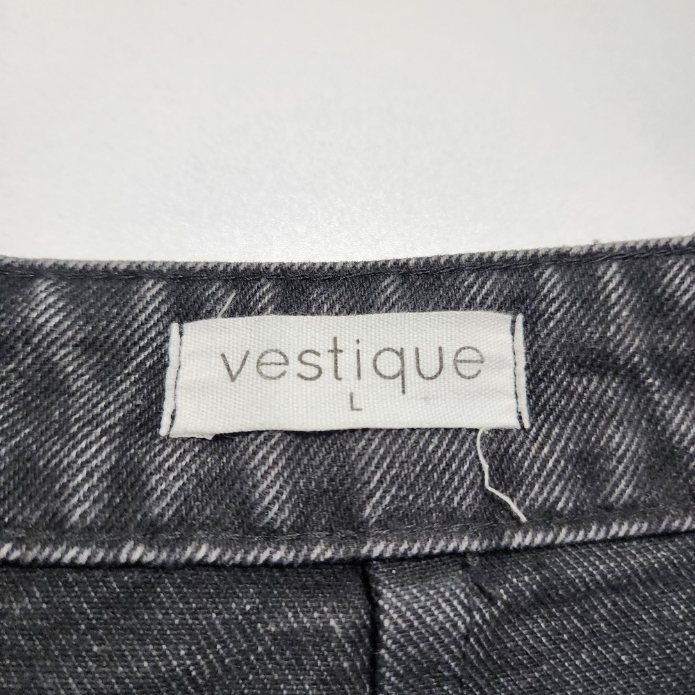 Vestique Womens Wide Leg Sailor Jeans Large Washed Black Gold Buttons High Rise - Picture 8 of 15